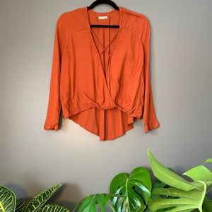 Burnt Orange Low V Blouse